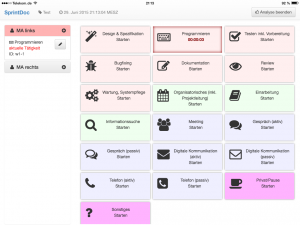 Screenshot der App zur Tätigkeitsanalyse