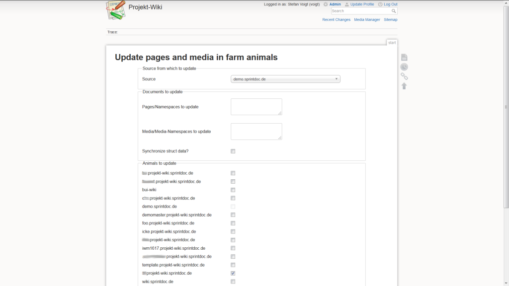 Synchronisation von Inhalten zwischen verschiedenen Animals 